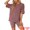 Dark Red, variant on DARING DIVA Women's 2-Piece Knit Soft Tracksuit Short Sleeve Sweatshirt Set S Blue