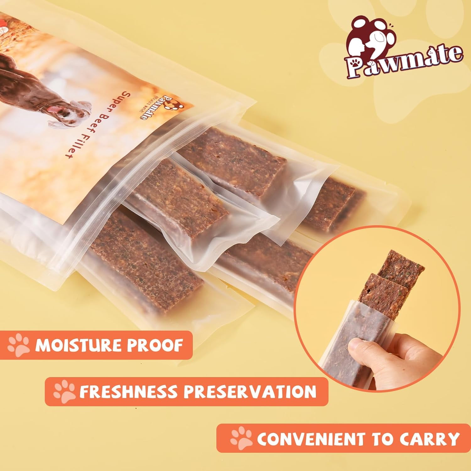 (2 pack) Pawmate Beef Sweet Potato Dog Treats, Jerky Treats with Oats Healthy Chewy Training Snacks for All Dogs, 12 Count