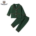 thumbnail image 2 of EWODOS, conjuntos de pijamas de Navidad para chico a juego con la familia, camisetas con solapa de manga larga de Color contrastante, pantalones largos, traje de dormir para bebé y niño, 2 of 4