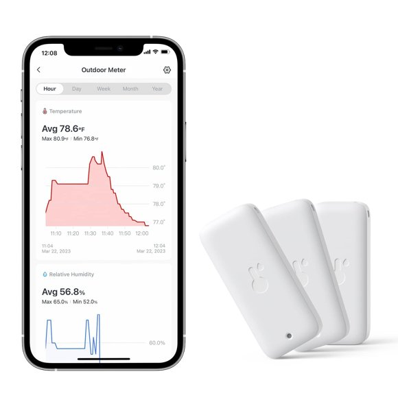 Medidor de humedad SwitchBot IP65 inalámbrico, paquete de 3, Bluetooth, 120 m
