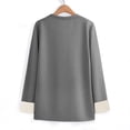 thumbnail image 6 of Fleece Lined Sweatshirt Women Thick Warm Crew Neck Solid Print Long Sleeve Pullover Tops, 6 of 7
