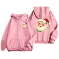 thumbnail image 5 of NinXxx Ladies' Christmas Zipper Long Sleeve Pocket Drawstring Hooded Sweatshirt Pink S, 5 of 8