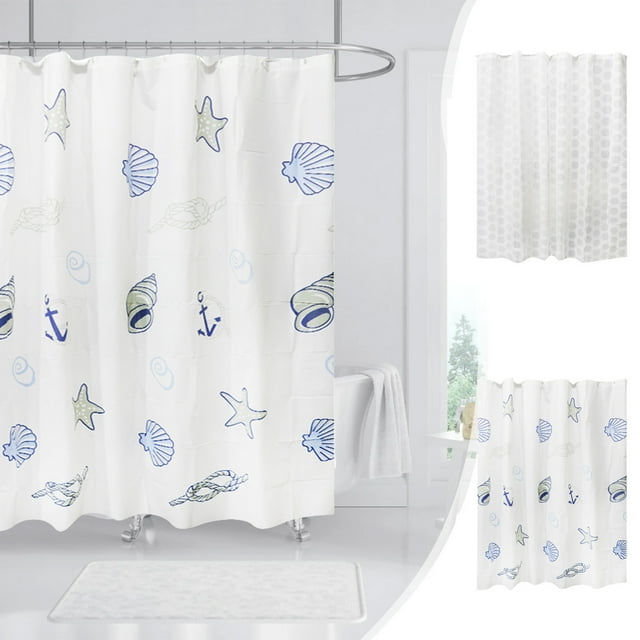 Waterproof Plastic Shower Curtain Extra Large 70x78 Inches, Clear Bathroom Liner with 12 Hanging Grommets, Mildew-Resistant Bathtub Curtain for Shower Stall, Translucent Design with Sea Star Pattern