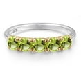 thumbnail image 3 of Gem Stone King 925 Silver and 10K Yellow Gold Green Peridot Wedding-Bands Ring for Women | 1.50 Cttw | Round 4MM | Gemstone August Birthstone | Size 7, 3 of 6