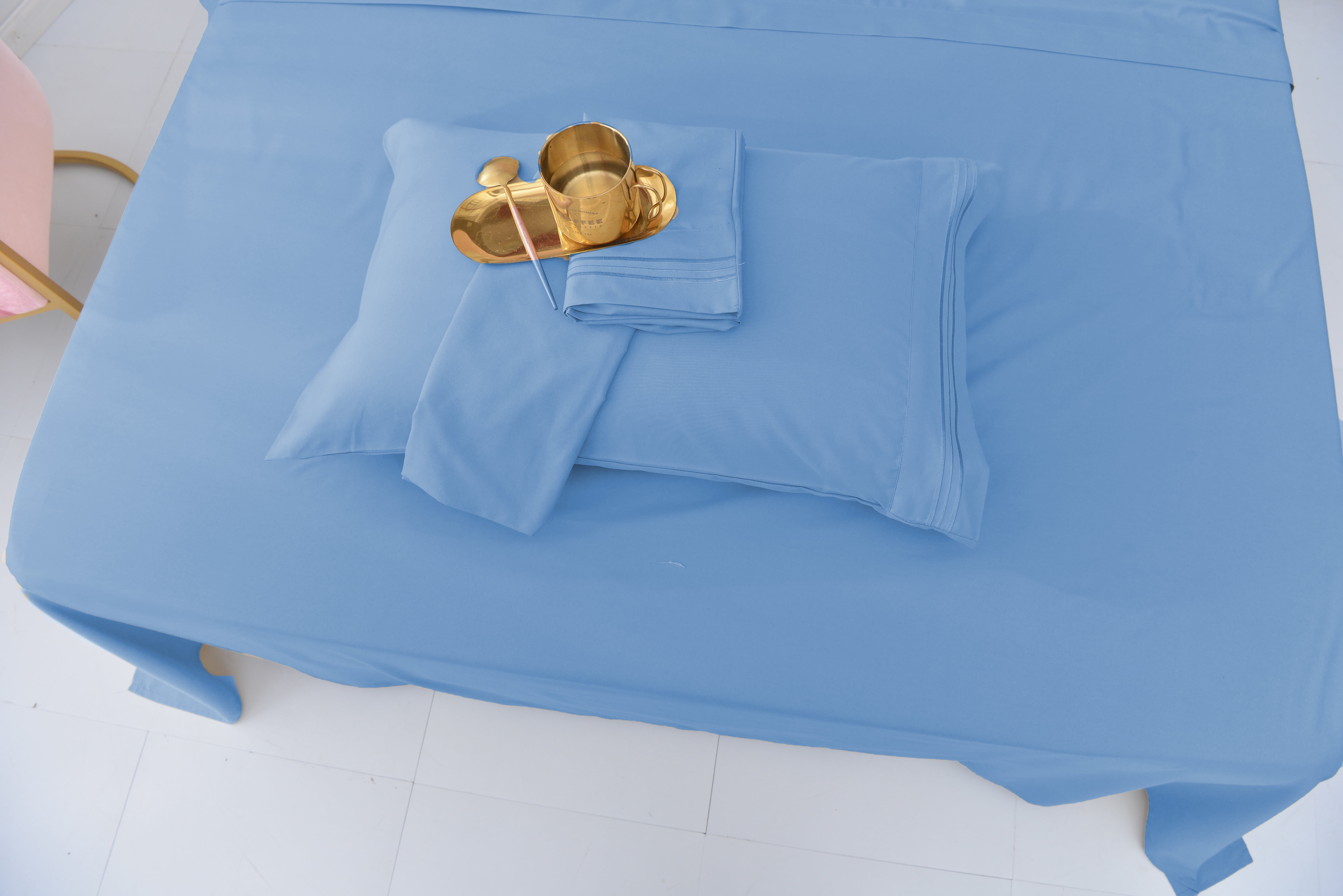 Premier 2000 Rayon Made from Bamboo Bed Sheets Set- King Blue Sheets, Ultra Soft Sheets-Deep Pockets 16"-Wrinkle Resistant-4 Pieces, King Size, Blue