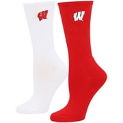 Women's ZooZatz Red/White Wisconsin Badgers 2-Pack Quarter-Length Socks