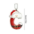 thumbnail image 3 of Beautynvta 26 Initial Letters Ornaments Christmas Tree Decoratin, 3.15'' Acrylic Red Hat Christmas Letter Pendant, Personalized Alphabet Hanging Ornaments Gift, C, 3 of 9