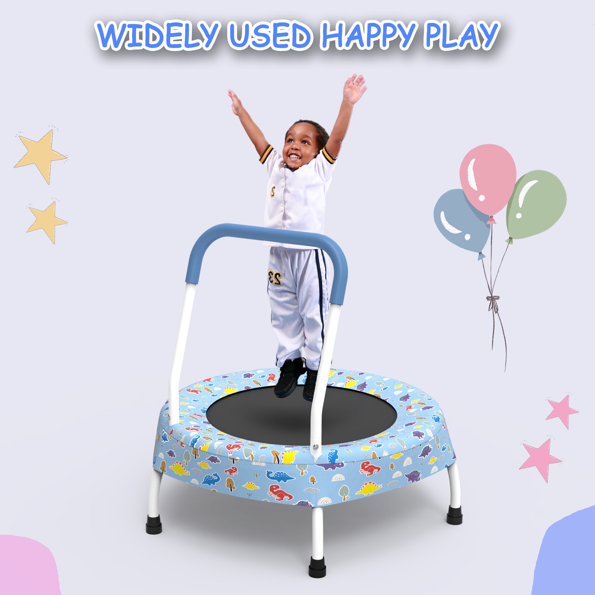 28" Mini Trampoline for Kids with Handle, Toddler Trampoline, Exercise Rebounder with Foam Handle, Indoor Trampoline, Kids Mini Trampoline, Small Rebounder Trampoline for Indoor and Outdoor Use