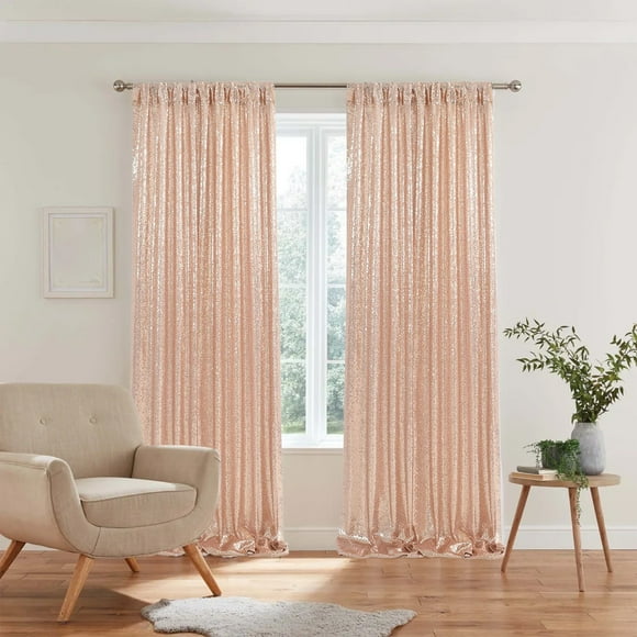 COM1950s Gold Sequin Backdrop Curtain for Party Stage Wedding Background Decor,Large Sparkly Sequin Drape for Events Photography and Home Decoration,Durable Polyester Fabric Curtain for Versatile Use