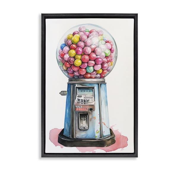 Stupell Industries Retro Gumball Machine Black Framed Floater Canvas Wall Art, design by Ray Powers