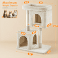 thumbnail image 3 of Alden Design 33.5"H Multilevel Plush Cat Tree with Scratching Posts Basket, Beige, 3 of 10