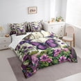 thumbnail image 3 of jejeloiu Rustic Plant Flower 7 Pieces Bedding Comforter Set,Purple Flying Butterfly Full Bedding Set For Men Women Reversible, 3 of 8