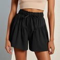 thumbnail image 3 of Beach Shorts for Women Summer Casual Cotton Linen Lightweight Elastic Waist Wide Leg Pleated Loose Shorts, 3 of 6