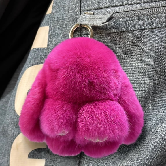 Bunny Keychain,Bunny Plush Keychain,4IN Handmades Soft Bunny PomPom Charmss Bunny Car Key Chain Pendant,Faux Rabbit Plush Keychain,Cute Mini Bunny Bag Charm for Purse,Backpack(B)