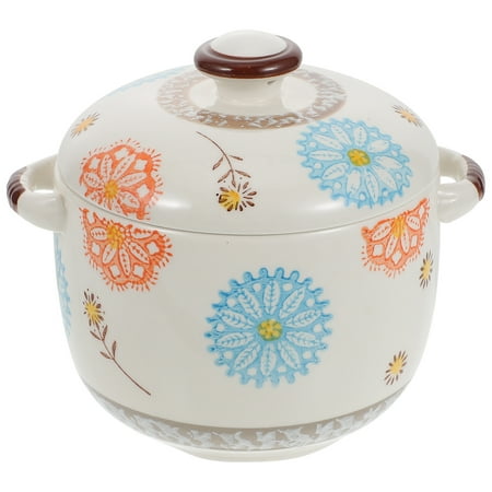 

1Pc Soup Bowl with Lid Ceramic Stewing Pot Household Exquisite Soup Bowl