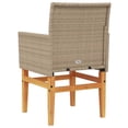 thumbnail image 5 of vidaXL Garden Chairs with Cushions 2 pcs Beige Poly Rattan&Solid Wood, 5 of 5