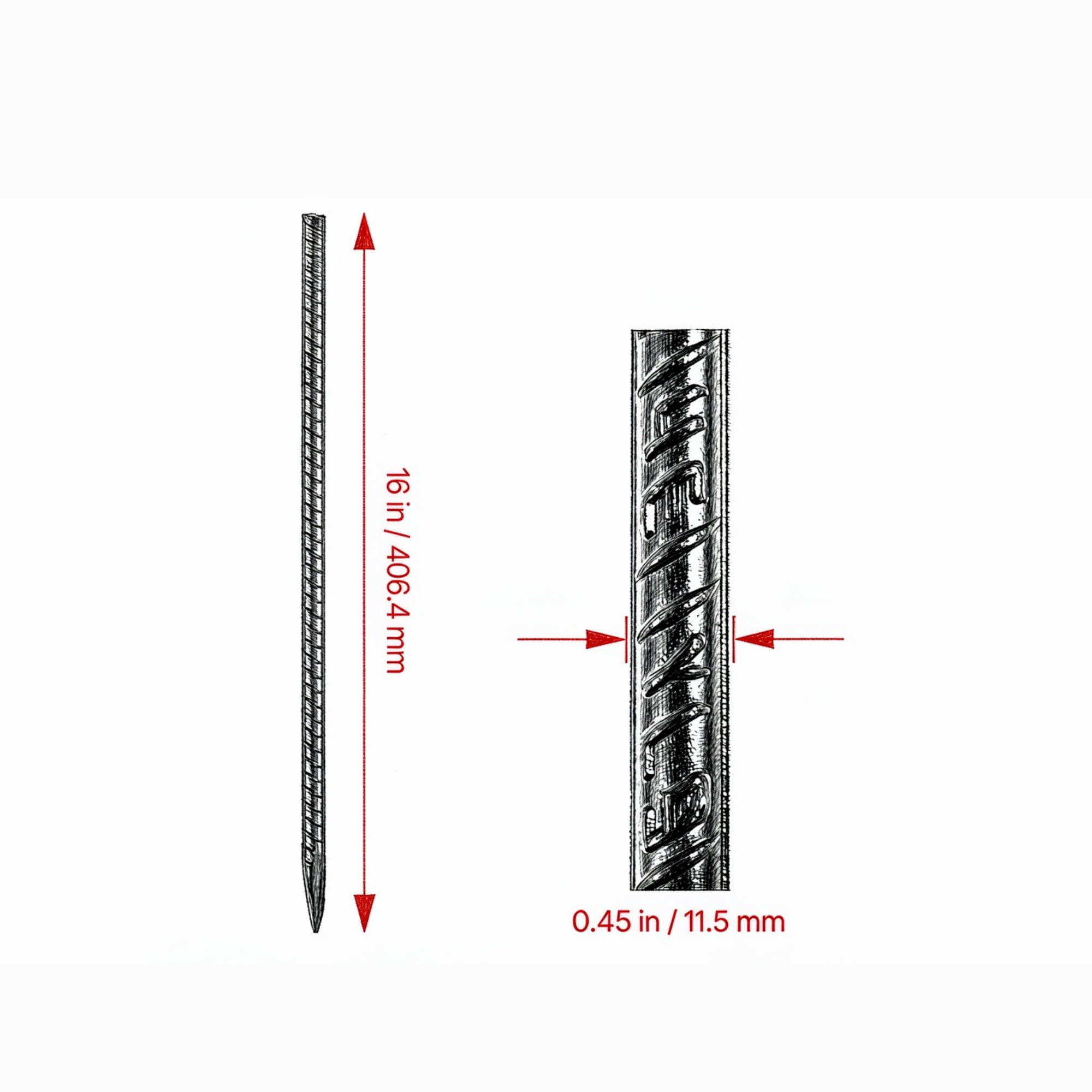 16 Pack 16" Rebar Stakes, Heavy-Duty Ground Anchors for Fencing, Gardening & Camping Tents