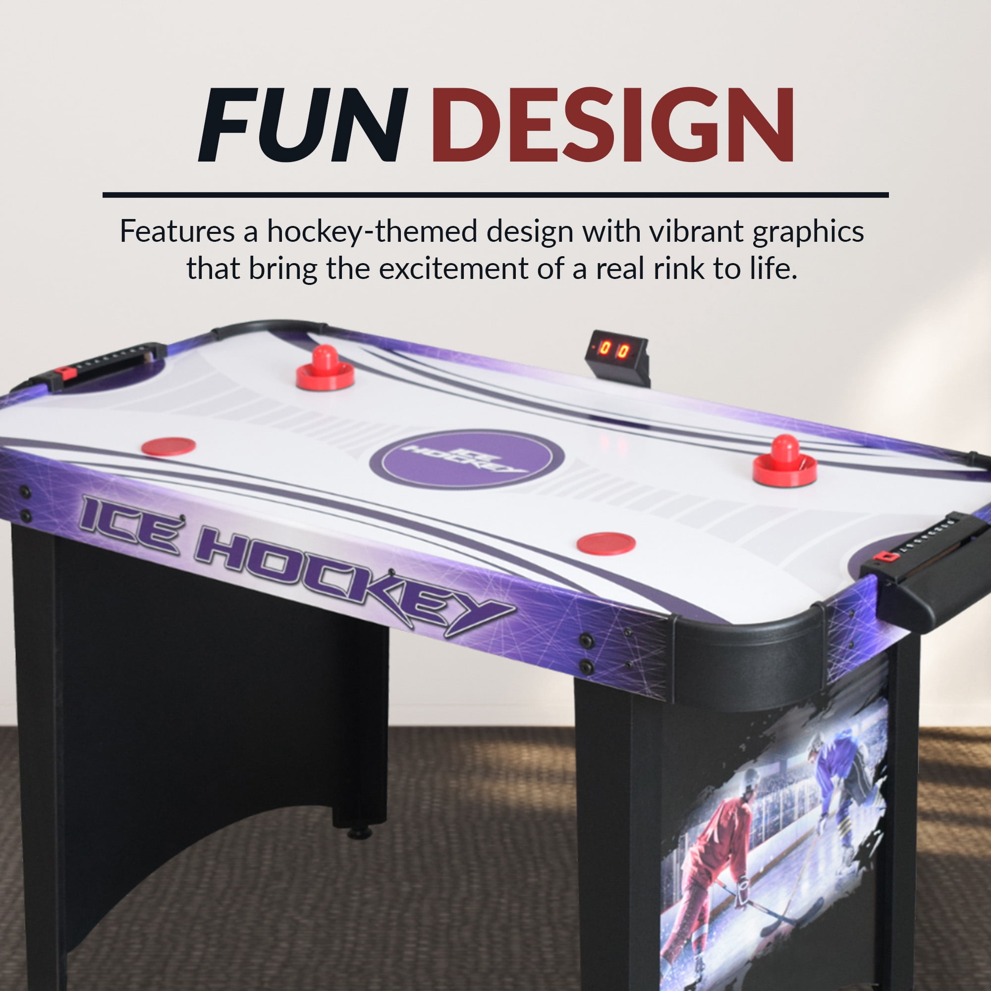 Hathaway Hat Trick Air Hockey Table, 4-tt, Purple/Black