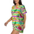 thumbnail image 3 of Womens Pajama Sets With Pocket, Multicolored Tropical Lounge Sets Short Sleeve Sleepwear PJ Sets for Women, 3 of 6