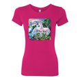 thumbnail image 2 of Wild Bobby, Unicorn Fanstasy Island Castle Animal Lover Female Slim Fit Junior Tee, Raspberry, Medium, 2 of 3