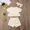 thumbnail image 5 of Newborn Kid Toddler Boy Girl Summer Clothes Ruffles Tops Shorts 3PCS Outfits Set, 5 of 5