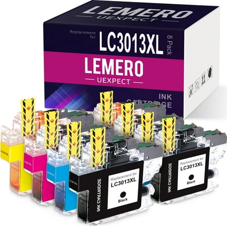 LemeroUexpect Compatible for Brother LC3013 LC3013XL LC3011 Ink Cartridge for MFC-J497DW MFC-J895DW MFC-J491DW MFC-J690DW MFCJ491DW MFCJ895DW Printer (Black Cyan Magenta Yellow  8-Pack) Package contains: High-Capacity LC 3013XL Compatible Ink Cartridge Replacement for Brother ink LC3013 LC3013XL LC3011 combo pack (2 x Black LC3013XL ink cartridge  2 x Cyan LC3013XL ink cartridge  2 x Magenta LC3013XL ink cartridge  2 x Yellow LC3013XL ink cartridge) For Use with: Work Smart MFC-J491DW / MFC-J497DW / MFC-J690DW / MFC-J895DW Printer Estimated Page Yield: Up to pages 400 pages per Black LC3013 ink  400 pages per Color LC3013 ink at 5% coverage Our ink cartridges are strictly tested with industry quality control processes to perform high-quality printout and show accurate ink level.