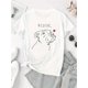 thumbnail image 2 of Women's Casual "Rescue" Dog Graphic T-Shirt - Soft Polyester Blend, Round Neck, Short Sleeve, White with Black Line Art & Red Heart Design, Comfortable Summer Top for Casual Attire, Vacation Tshirt |, 2 of 6
