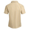 thumbnail image 4 of Hesxuno Men Dress Button Down Shirts Striped Loose Fit Short Sleeve Shirts Casual Formal Business Work Wrinkle Free Shirts Khaki L, 4 of 4