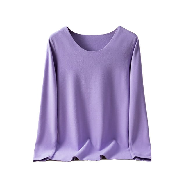 Sonducket Ropa interior de fondo para mujer, lencería gruesa cálida para niñas, Tops de capa Base de cuello de manga larga de Color Ropa interior Púrpura claro METRO