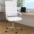 thumbnail image 3 of Merrick Lane White High Panel-Back Ergonomic Office Chair with Padded Chrome Arms Executive Faux Leather Swivel Computer Desk Chair, 3 of 15