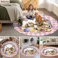 thumbnail image 5 of Easter Bunny Round Area Rug 5Ft Washable Circle Rugs for Living Room Bedroom, Spring Easter Eggs Chick Floral Pink Check Non-Slip Carpet Floor Mats Indoor Outdoor Carpet Runner Aesthetic Home Decor, 5 of 8