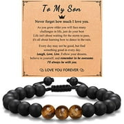XCHENT TECH Fathers Day Dad Gifts from Daughter Son Bracelets for Men Mens Gifts Father's Day Birthday Gifts for Men Dad Mens Bracelet Natural Stone for Husband Boys Him Boyfriend