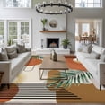 thumbnail image 4 of Boho Geometric Area Rugs Collection 5'x8', Farmhouse Orange Abstract Leaves Stripes Non Slip Indoor Rectangle Throw Runner Rug Floor Mat Carpet for Living Room Dining Table Bedroom Nursery, 4 of 9
