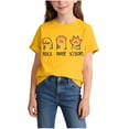 thumbnail image 2 of NAISIBABY Girls Short Sleeve T-Shirt, Round Neck Graphic Summer Cotton Kids Casual Fashion Tee Yellow 12T, 2 of 5