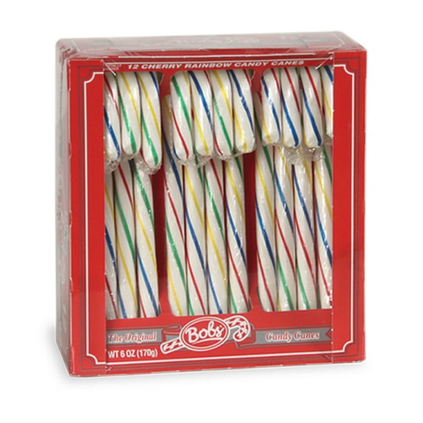 Bobs Cherry Rainbow Candy Canes, 6 Oz., 12 Count