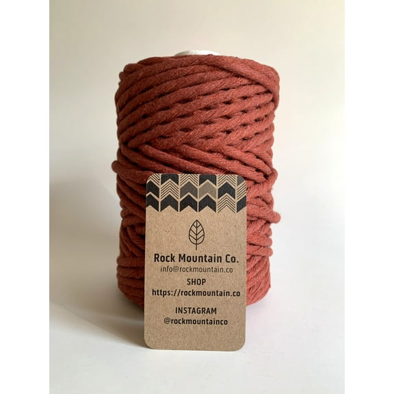 6mm Single Strand Craft Cord Recycled Cotton Macrame String - Burnt Orange Red