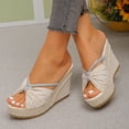 thumbnail image 2 of enyan Platform Sandals Women Dressy Comfortable Summer Open Toe Ankle Strap Buckle Women Sandal,Beige,Size 7, 2 of 7