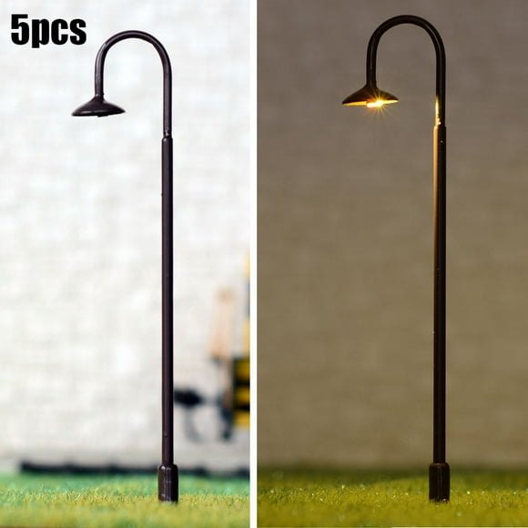5 x OO / HO Scale Led Street Light Model Train Path Lamp Post + Resistor 75mm