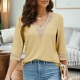 thumbnail image 6 of Lmnyox Fashion 3/4 Sleeve Shirts for Women Lace V Neck Fashion Casual Tunic Tops Dressy Loose Blouses Clothes, 6 of 9