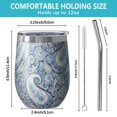 thumbnail image 5 of 12oz Stemless Wine Tumblers Blue Pioneer Flower and Paisley Pattern (3) Vacuum Insulated Stainless Steel Travel Tumbler Cups Mug with Lid and Straw for Champaign,Cocktail,Beer with Cleaning Brush, 5 of 5