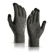 TRENDOUX Gloves for Men, Touch Screen Winter Gloves for Women Unisex - Running Driving Texting for Smart Phone - Warm Knit Thermal Liners for Cold Weather - Anti-Slip - Elastic Cuff - Gray - XL