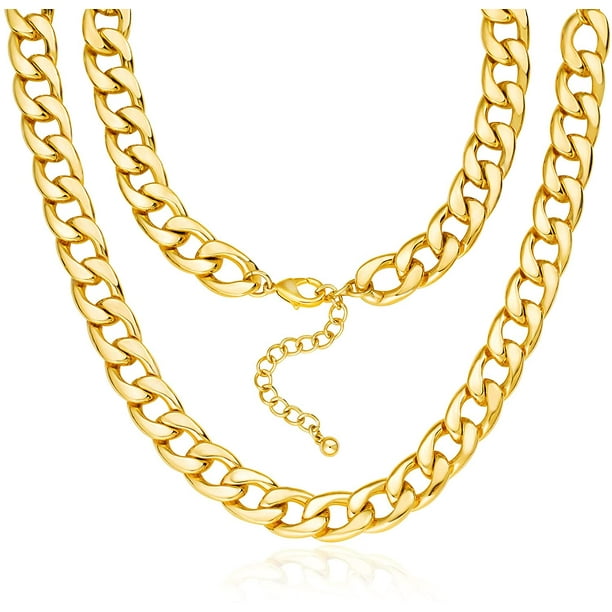 Cuban Chunky Necklace Big Thick Hip Hop Link 14K Gold Plated