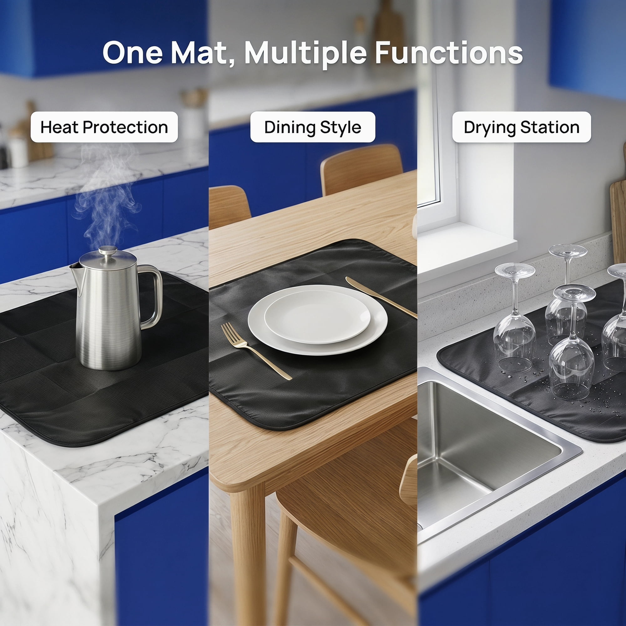 Unique Bargains Non Slip Silicone Heat Resistant Protector Pad Mat Black 15.7"x19.7"