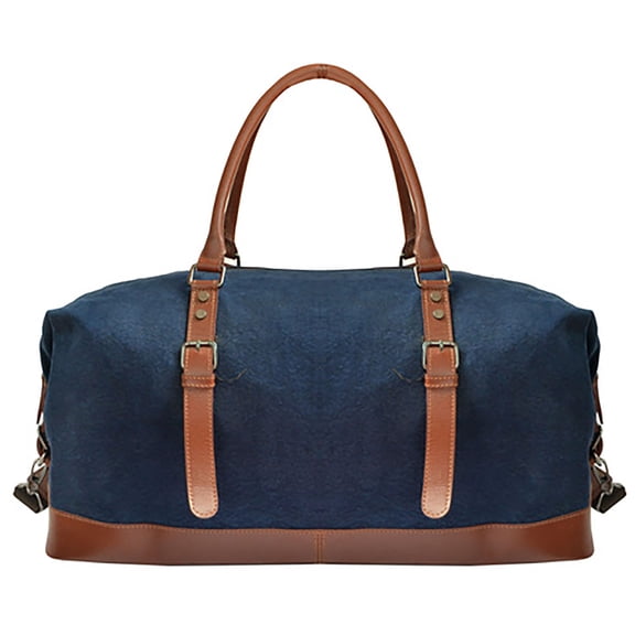 Canvas Leather Cow Hide Carry-On Duffle Weekender Luggage Travel Bag 18J08NV