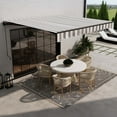 thumbnail image 3 of ALEKO 10' x 8' Gray and White Striped Manual Retractable Black Frame Patio Awning, 3 of 4