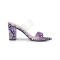 thumbnail image 3 of BLISSFUL STEP Women's Snake Print Snakeskin Block Heels Sandals Purple 8, 3 of 8