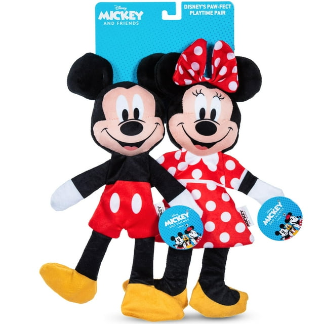Juguete para perros Disney para mascotas Mickey y Minnie Mouse, 34 cm, paquete de 2