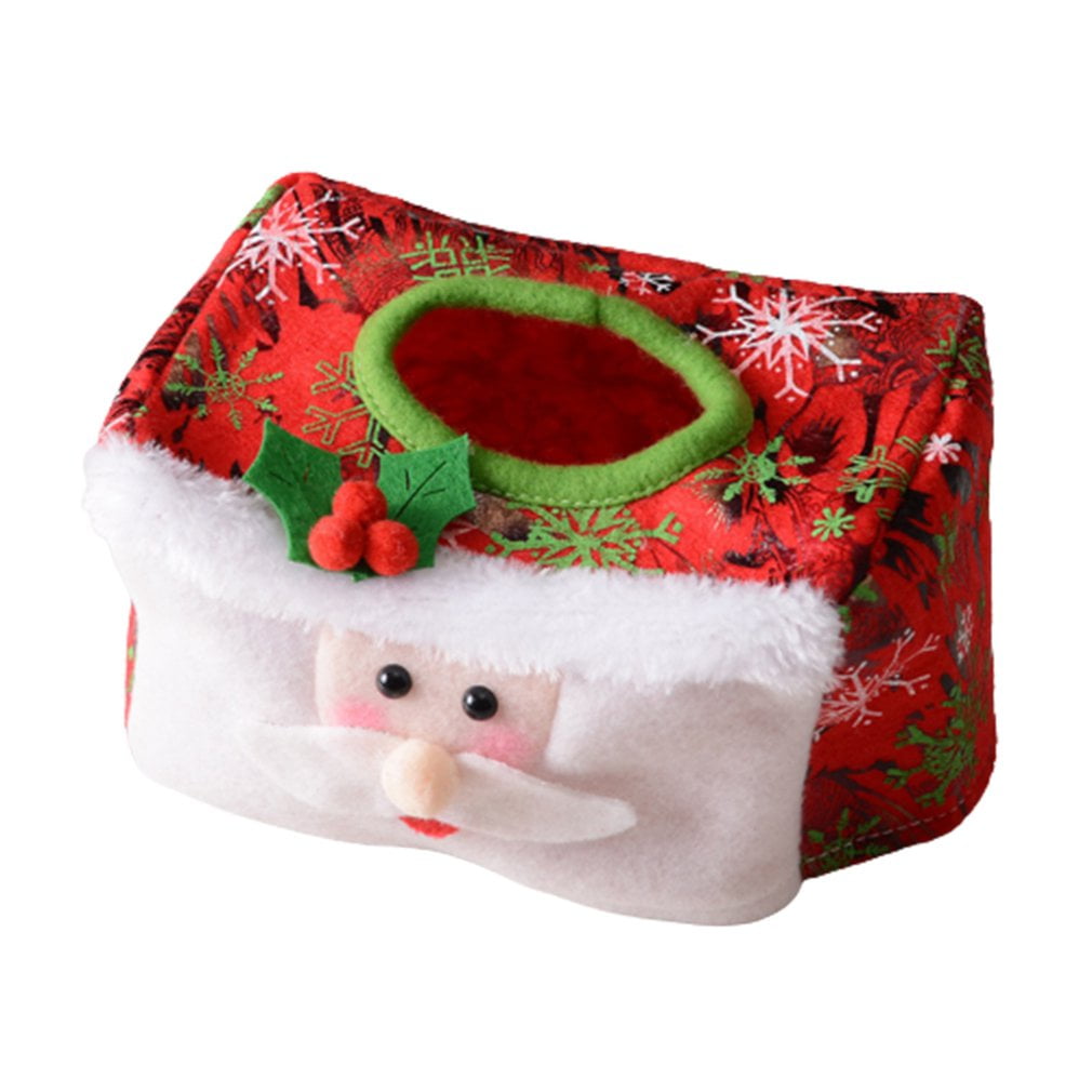 Merry Christmas Tissue Box Holder Cover Xmas Party Santa Claus Home Party Decor 