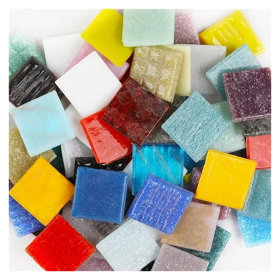 100g/3.5oz(approx.35pcs) Mosaic Quartz Tiles 2cm/0.78in Square Tile 0.4cm/0.15in Thickness DIY Craft Materials Mixed Color