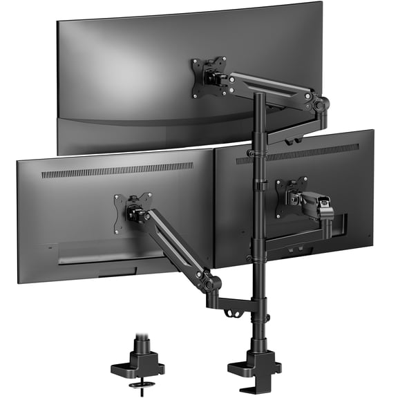 PUTORSEN Triple Monitor Mount for 35" Ultrawide Screens, Heavy Duty, Gas Spring, Max Load 12KG per Screen
